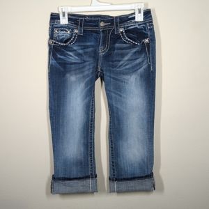 Miss Me Jeans Women's Size 26 Low-rise Easy Crop Rhinestone JE5307C12